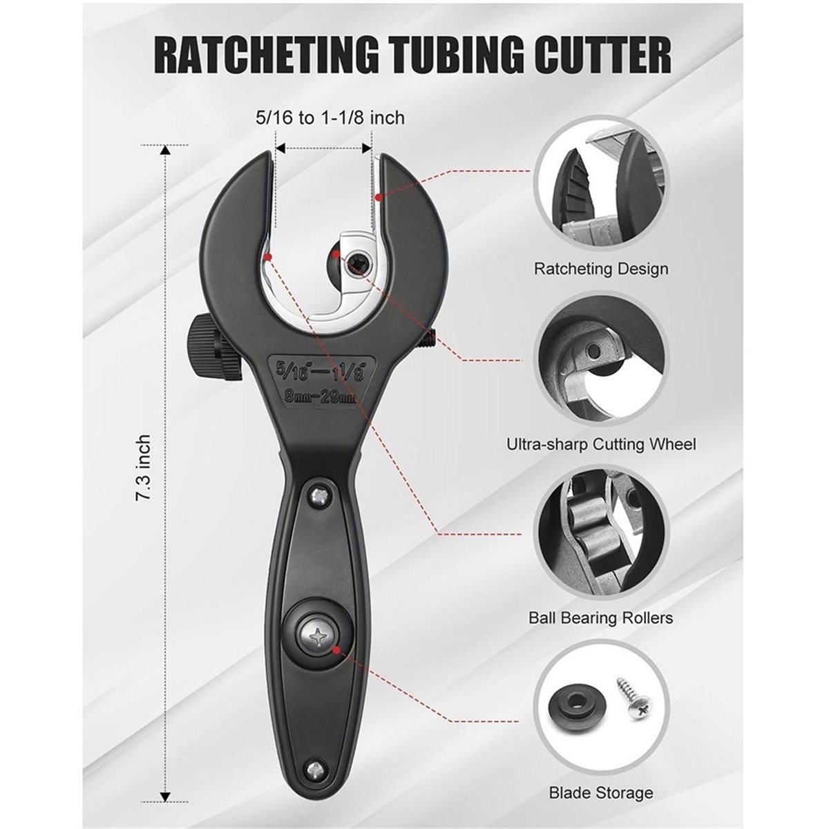 Pipe Cutter Ratchet - Ratelsysteem pijpsnijder gereedschapset, buissnijder 5/16